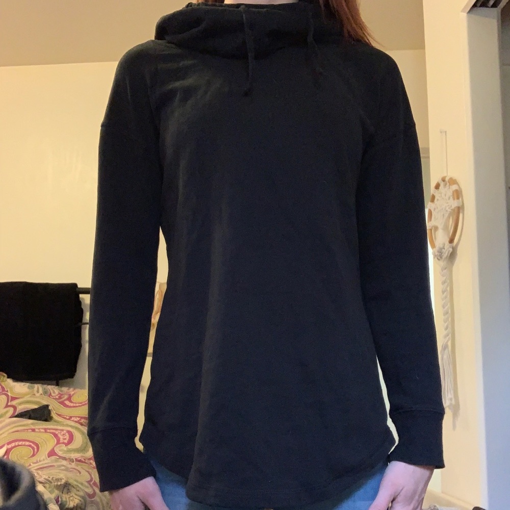 Black scarf neck hoodie